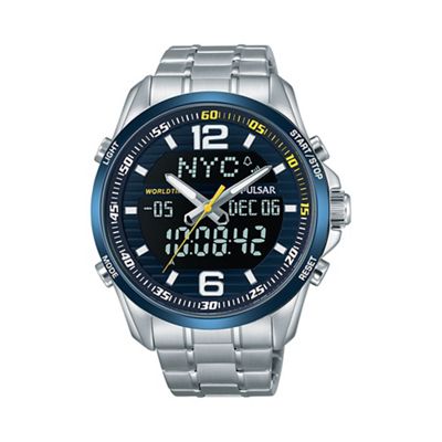 Mens blue dial dual display WRC sports bracelet watch pz4003x1
